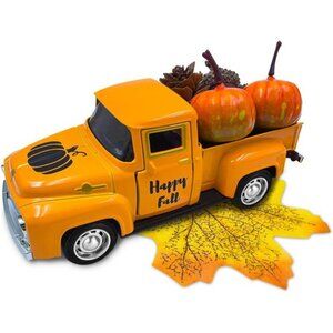 Fall Tiered Tray Decor Farmhouse Vintage Metal Truck with Mini Fake Pumpkins
